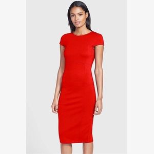Felicity & Coco | Ward Seamed Pencil Dress | Red